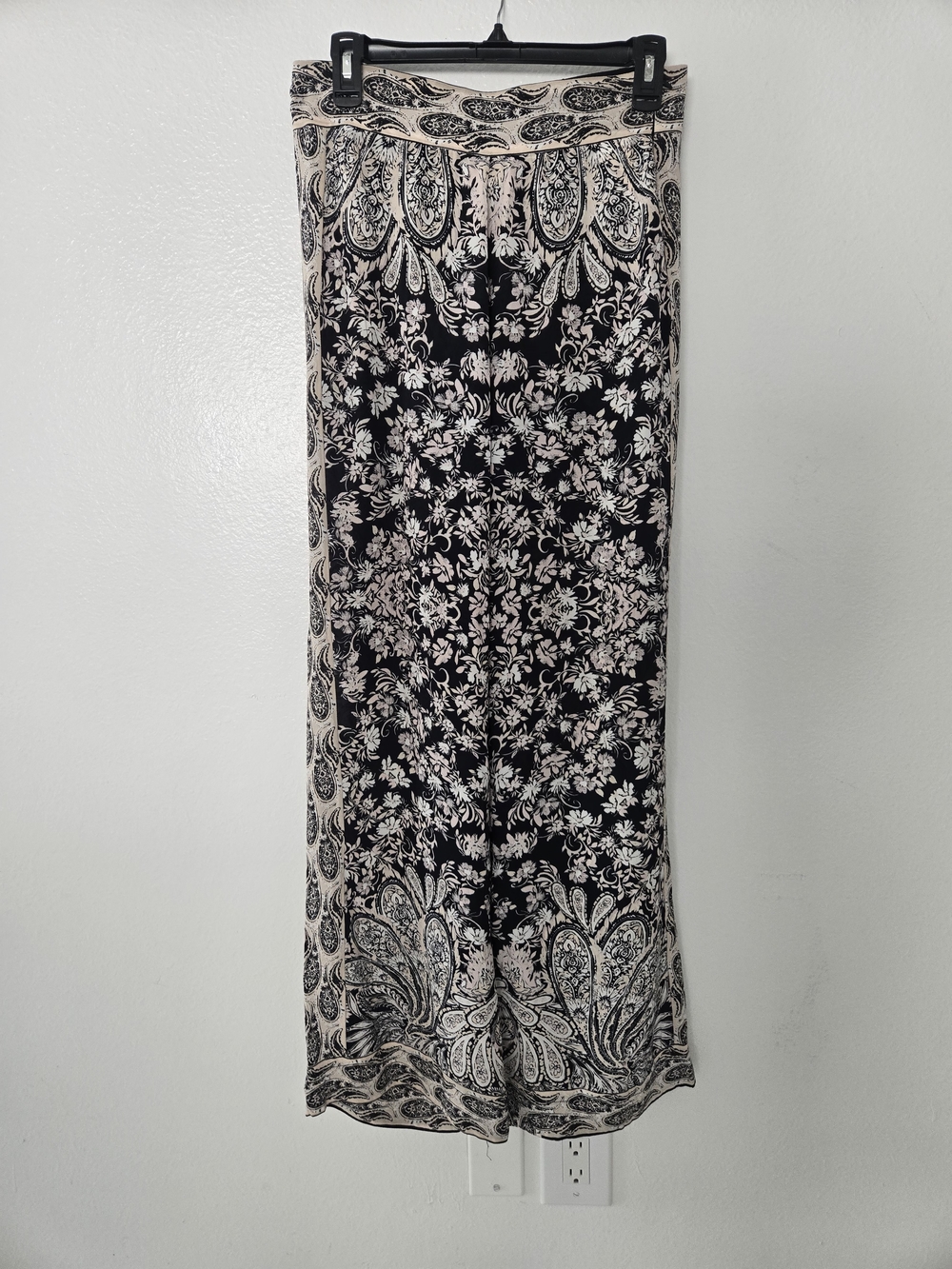 EVARAE Wide-Leg Pants Women Black White Floral  Viscose size  4